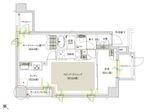 ローレルコート瑞江パークフロント／カームステージの間取り図　C-G：1LDK+S