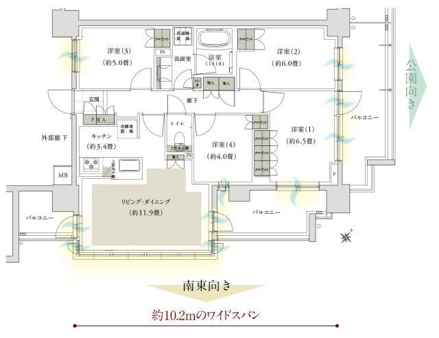 ローレルコート瑞江パークフロント／カームステージの間取り図　P-E：4LDK