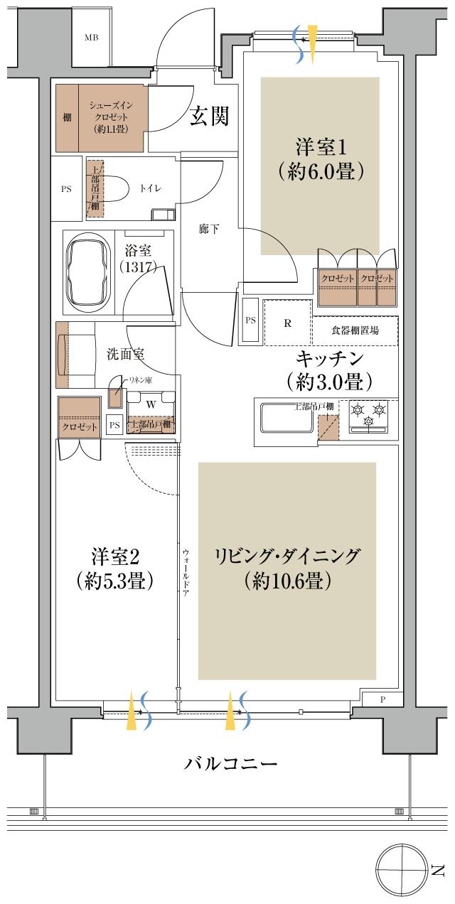 ザ・サンメゾン練馬高野台の間取り図　G：2LDK+SIC