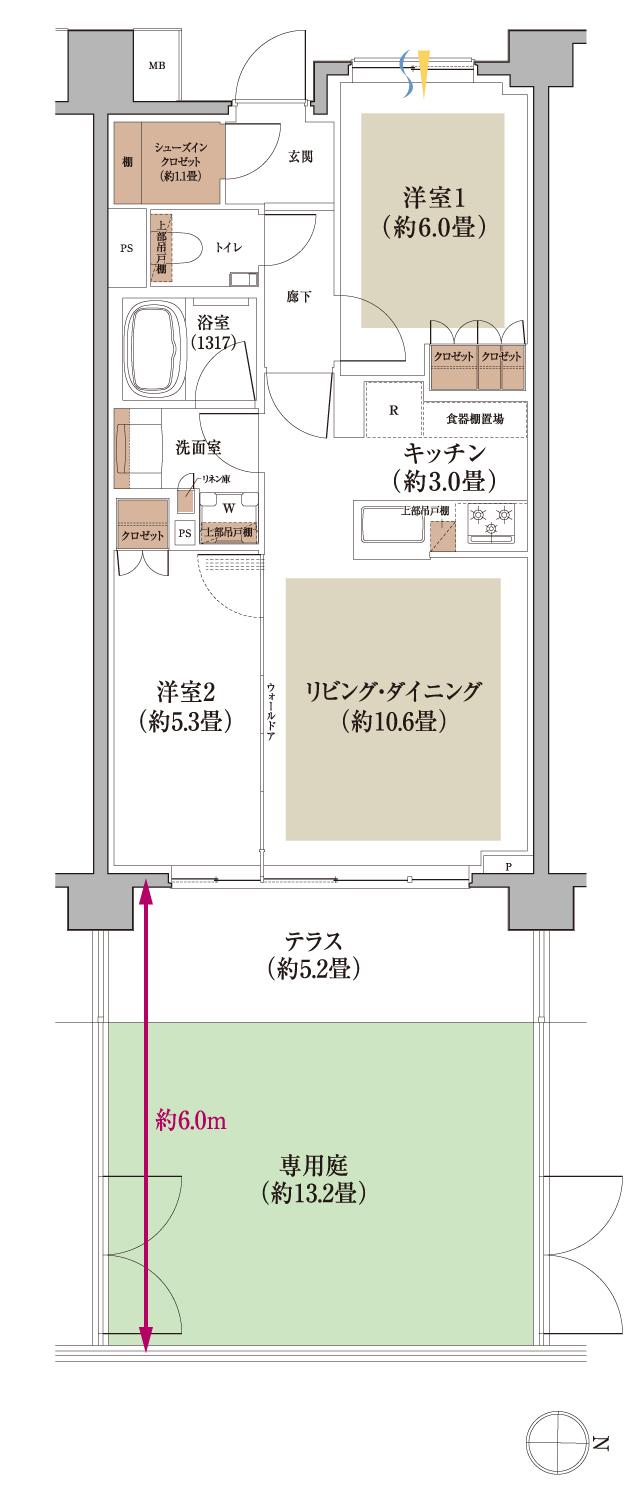 ザ・サンメゾン練馬高野台の間取り図　Gg：2LDK+SIC