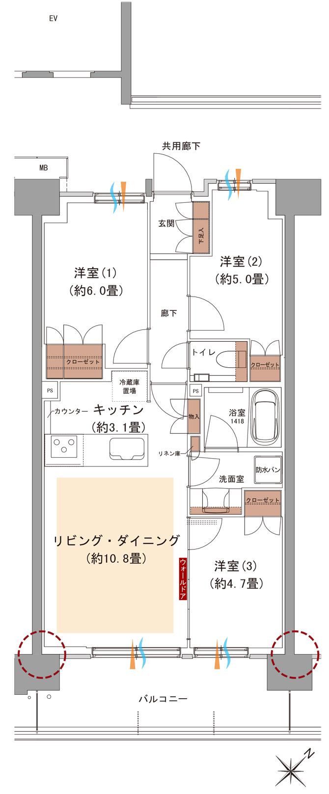 プラネスーペリア古淵の間取り図　B10：3LDK
