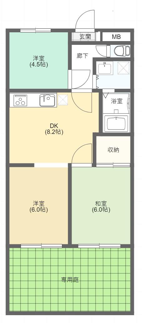 ビラ狭山ヶ丘　1階　専用庭付き