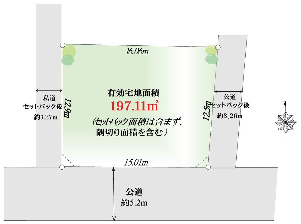 奥沢3丁目土地　高台の三方角地　前面道路5m以上　建築条件無し