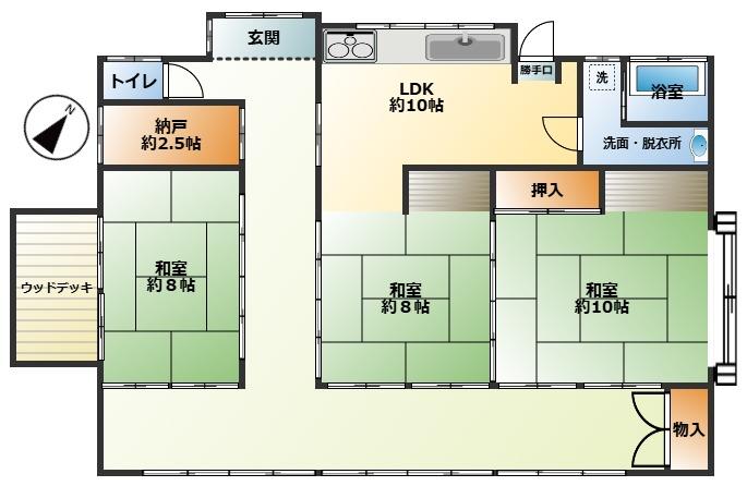 1800万円、3LDK+S、土地面積1857.27平米、建物面積132.57平米
