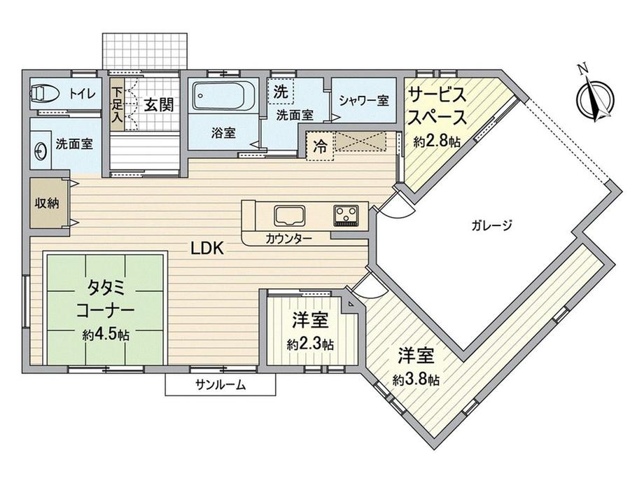 2580万円、2LDK+S、土地面積262.32平米、建物面積95.02平米 間取図