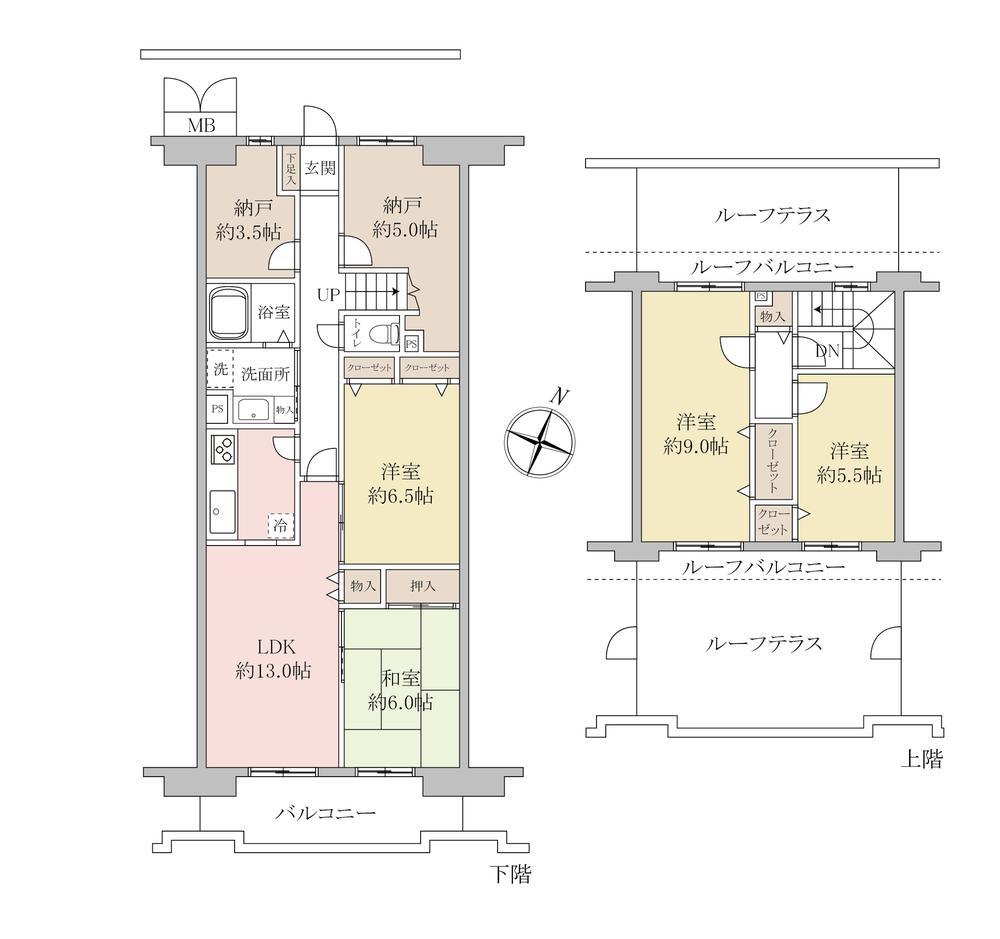 朝日プラザガーデンシティ新越谷C棟◇最上階メゾネットタイプの住戸、4LDK+2納戸