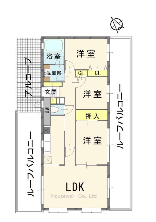 ～陽だまりのルーフバルコニー付のお部屋～ライオンズマンション春日部豊春