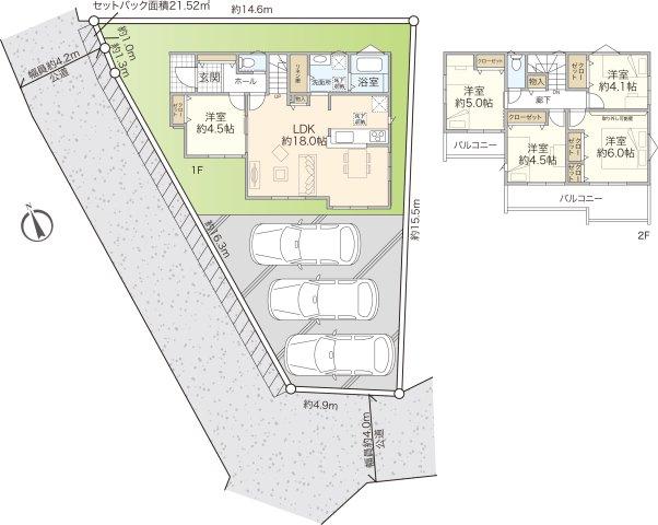 5LDK・車３台・南西角地　ベルガーデン永田北２丁目新築戸建