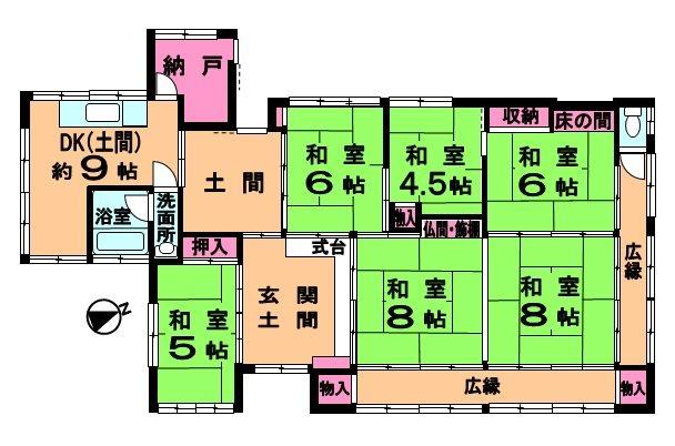 990万円、6DK、土地面積595.04平米、建物面積141.42平米