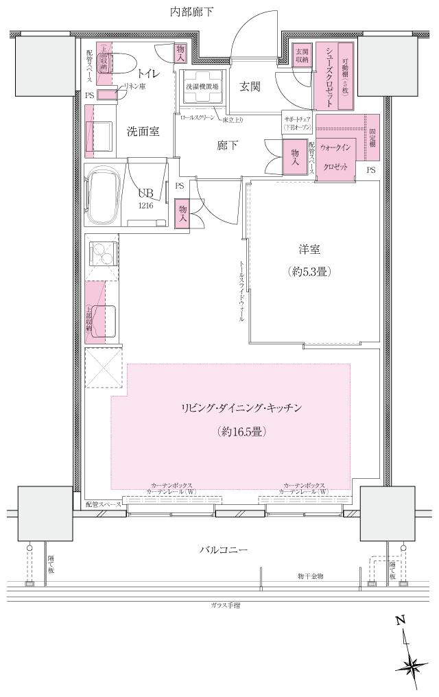 ザ・福井タワー イニシアグランの間取り図　F52：1LDK+WIC+SIC