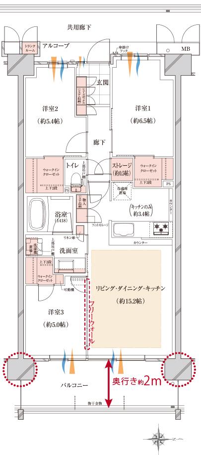 （仮称）メイキタPROJECTの間取り図　I-Q2：3LDK+3WIC