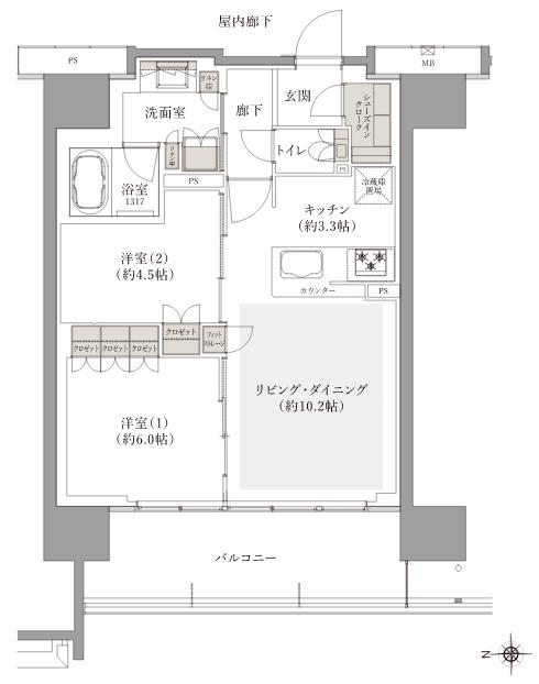 リニアゲートタワー名古屋の間取り図　W-D：2LDK+SIC