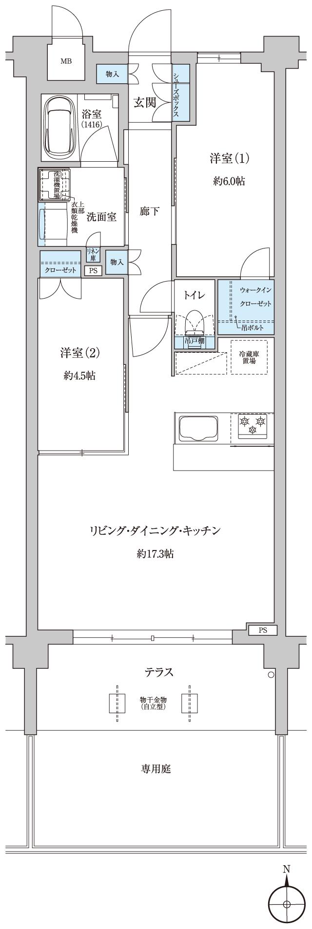 ドルチェヴィータ名古屋則武の間取り図　E2g：2LDK