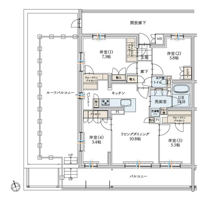 エンブル・パーク＆レジデンス駿河池田の間取り図　Sr：4LDK+2WIC+SIC