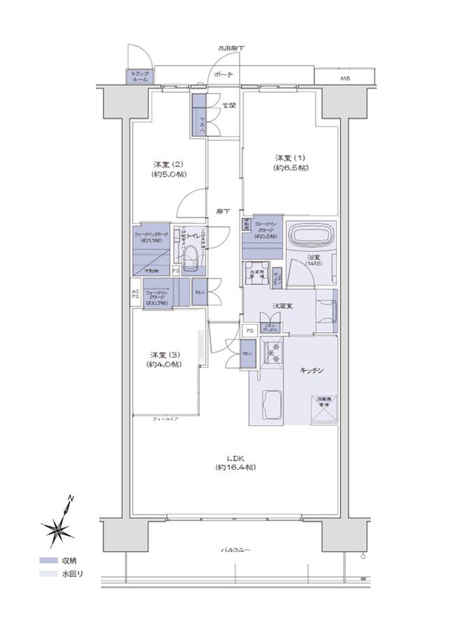 ブライトタウン御厨駅前の間取り図　G：3LDK+3WIC