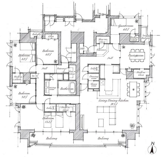 レ・ジェイド橦木町の間取り図　コネクトプラン：6LDK+3WIC+2SIC