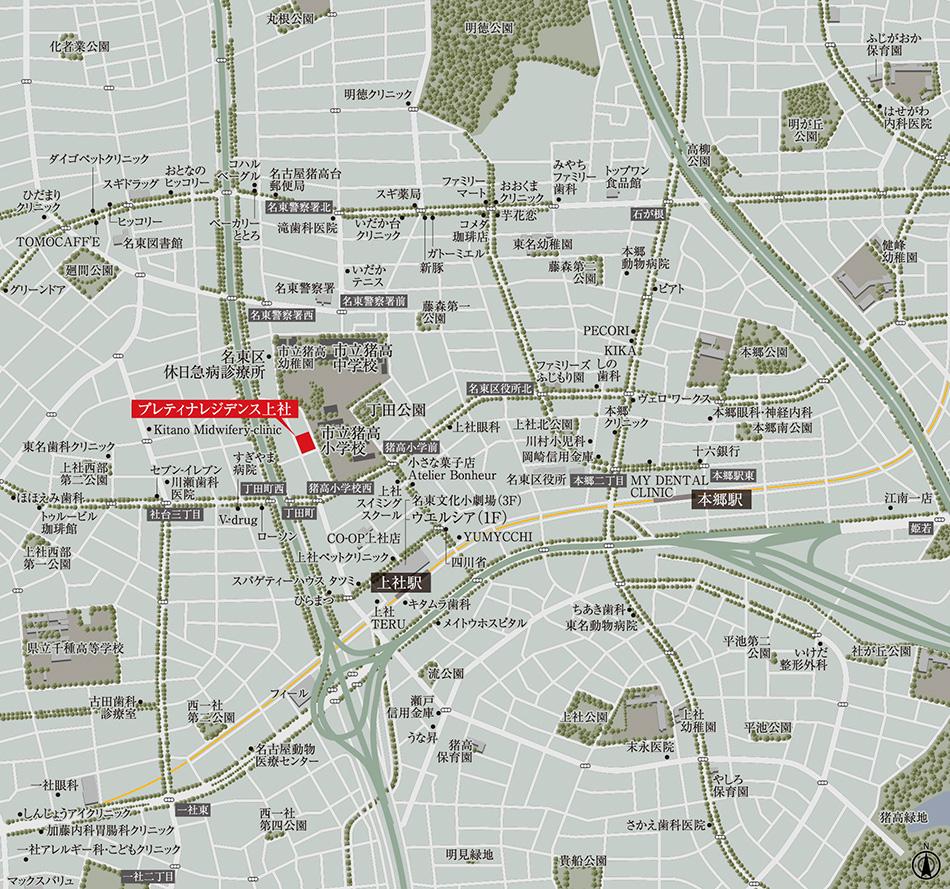 プレティナレジデンス上社のモデルルーム案内図