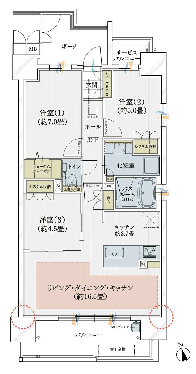 モアグレース千種春岡の間取り図　C：3LDK+WIC