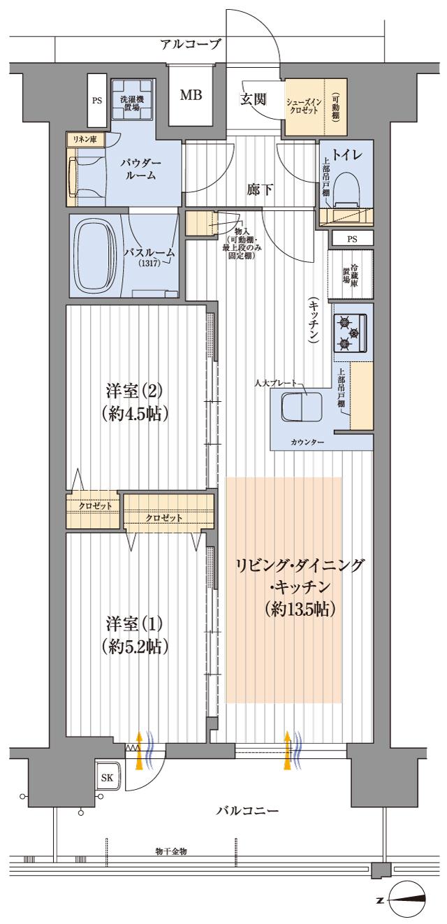 プレサンス ロジェ 庄内通IIの間取り図　C：2LDK+SIC