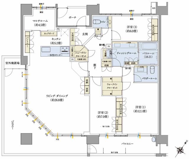 サーパス八幡二丁目の間取り図　G：3LDK+M+WIC+SIC
