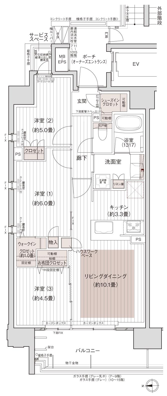 デュオヒルズ御器所の間取り図　A2：3LDK+WIC+SIC+FC