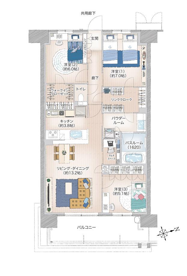 プレミスト藤が丘の間取り図　S-O：3LDK