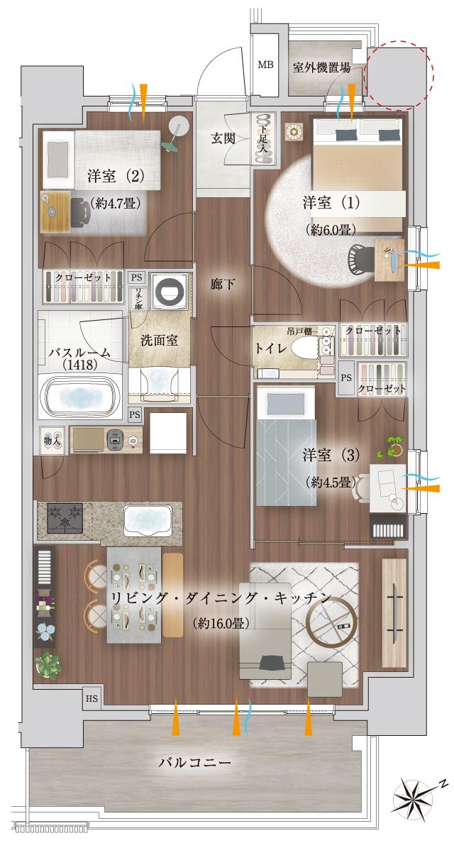 あわもり　オーダーページ SUUMO】間取り図（D）詳細 - オープンレジデンシア星ヶ丘 | 新築