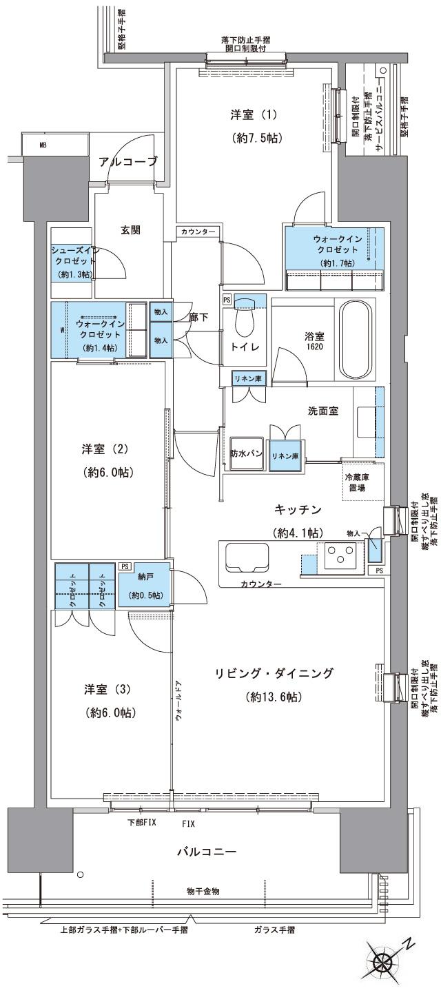 ブランシエラ浜松 ザ・レジデンスの間取り図　G：3LDK+2WIC+SIC