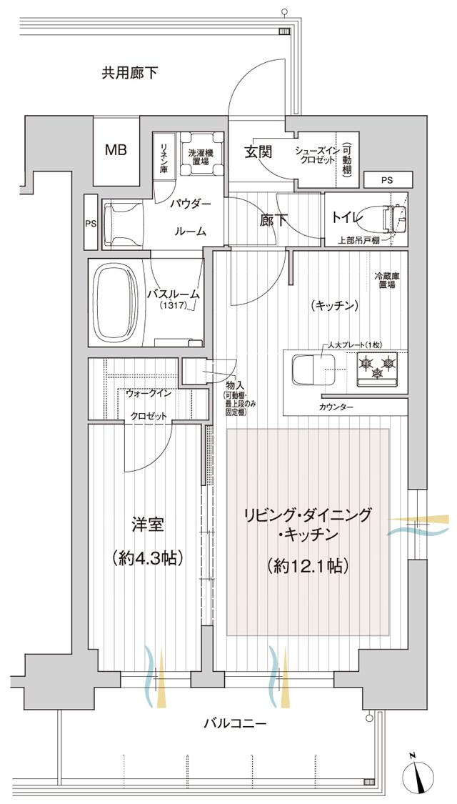 プレサンス ロジェ 車道駅前SOUTHの間取り図　E：1LDK+WIC+SIC