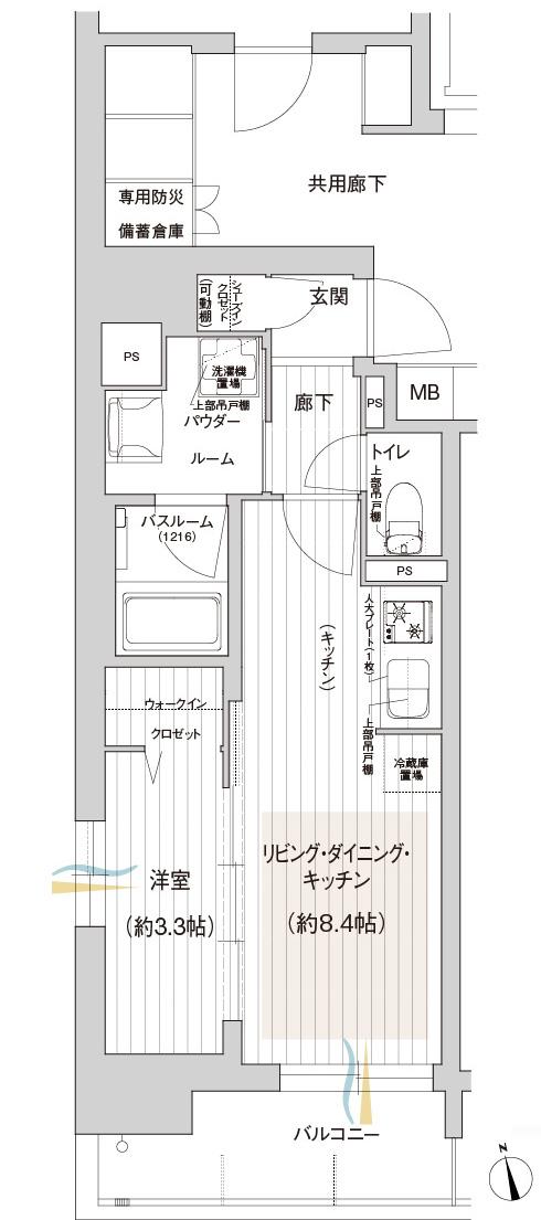 プレサンス ロジェ 車道駅前NORTH・SOUTHの間取り図　A(NORTH)：1LDK+WIC+SIC