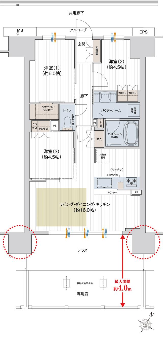 プレサンス ロジェ 四日市駅SOUTHの間取り図　Bg：3LDK+WIC