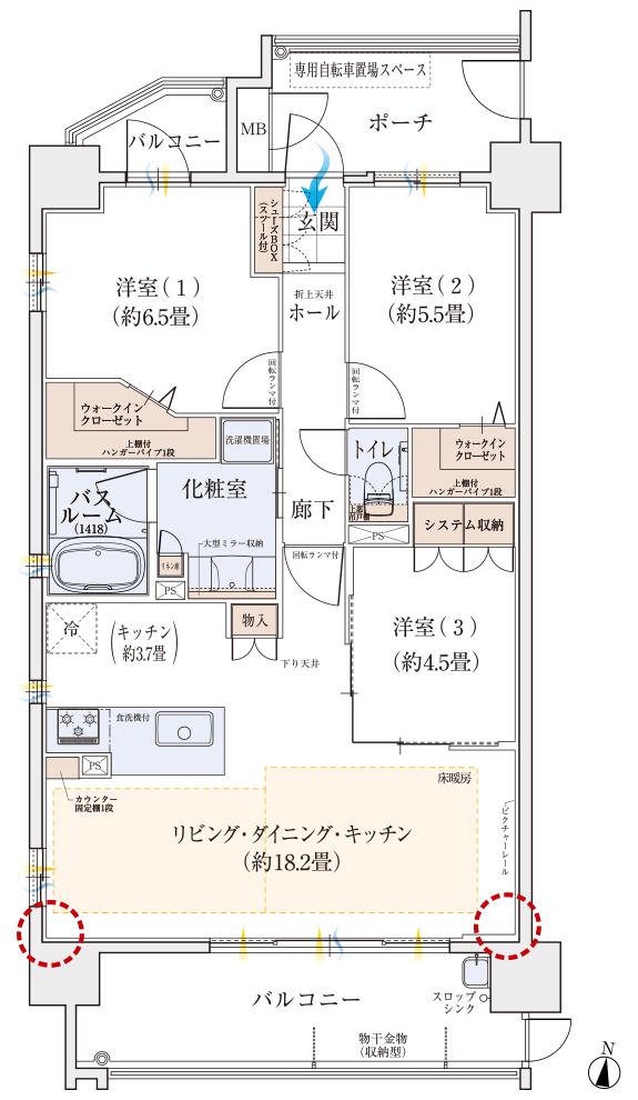 モアグレース守山ステーションフロントの間取り図　A1：3LDK