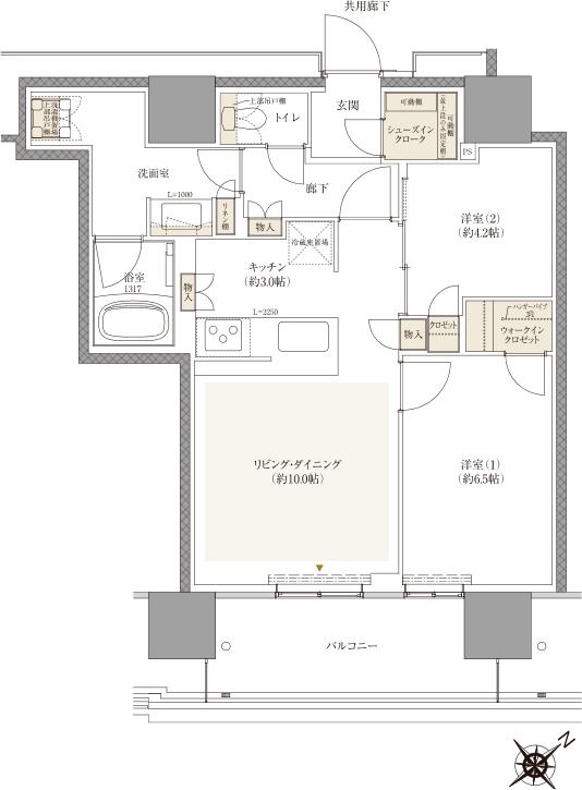 NAGOYA the TOWERの間取り図　C1-10：2LDK+SIC+WIC
