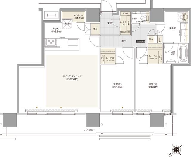 NAGOYA the TOWERの間取り図　P2-3(メニュー1)：2LDK+SIC+2WIC