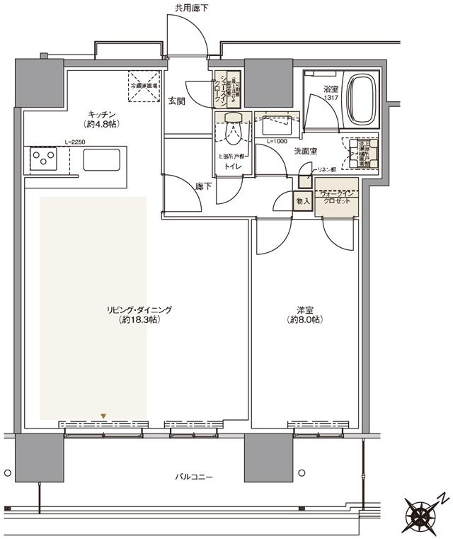 NAGOYA the TOWERの間取り図　H-8(メニュー2)：1LDK+SIC+WIC