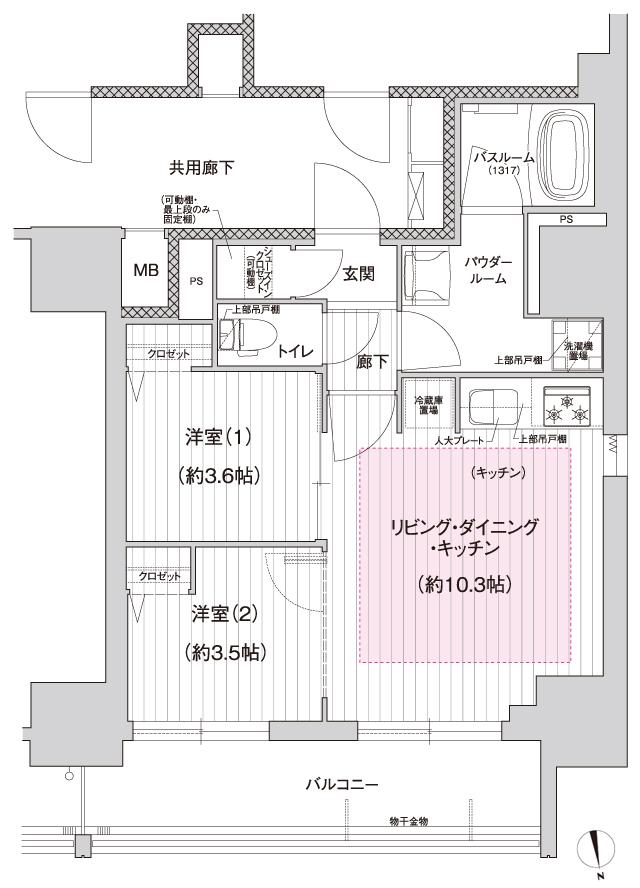 プレサンス レイズ 千種今池IIの間取り図　G：2LDK+SIC