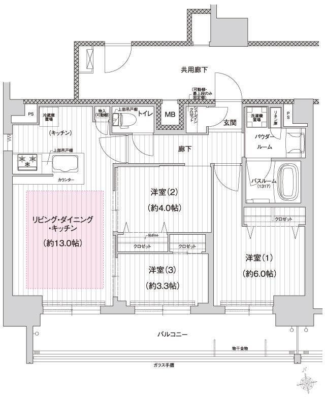 プレサンス レイズ 千種今池IIの間取り図　H：3LDK+SIC