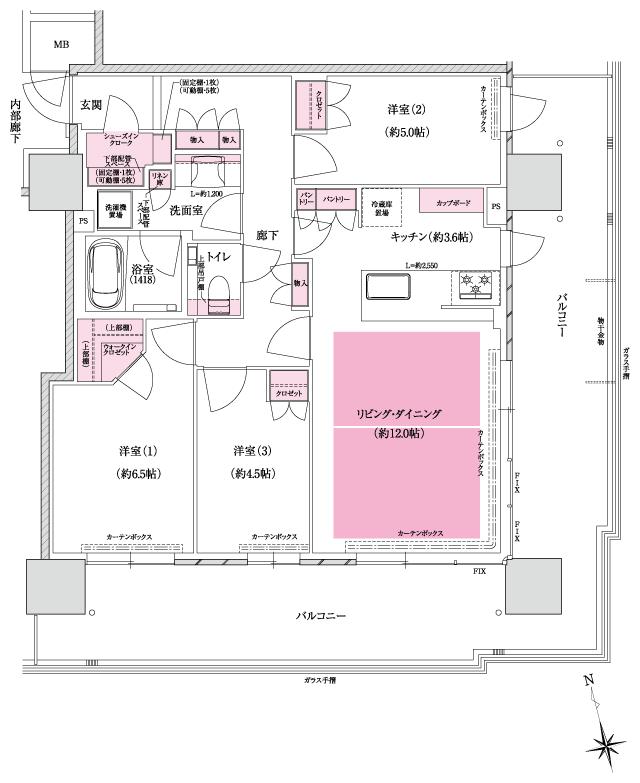ザ・ファインタワー名古屋今池の間取り図　C：3LDK+WIC+SIC