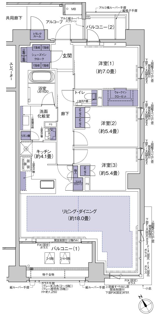 プラウド八事清水ケ岡の間取り図　D：3LDK+WIC+SIC