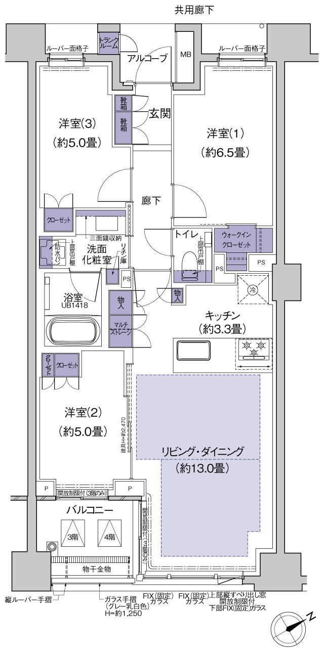 プラウド八事清水ケ岡の間取り図　I：3LDK+WIC