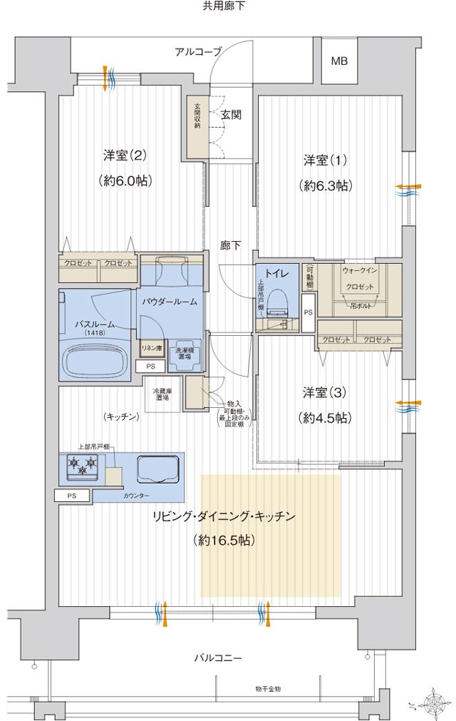プレサンス ロジェ 上前津駅前 THE RESIDENCEの間取り図　C：3LDK+WIC