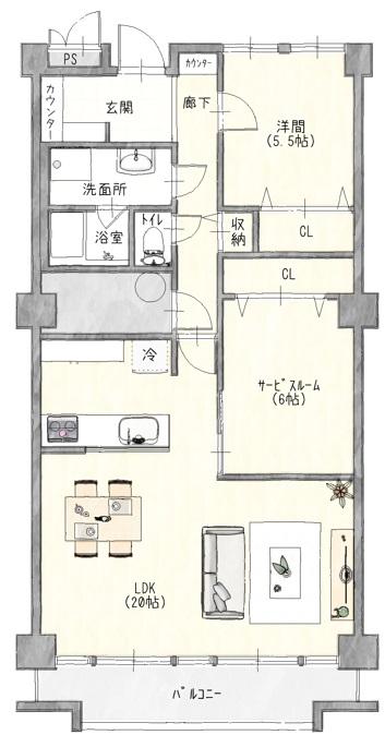 コーポシェイーネ【フルリノベ×敷地内Pあり×リビング20帖】