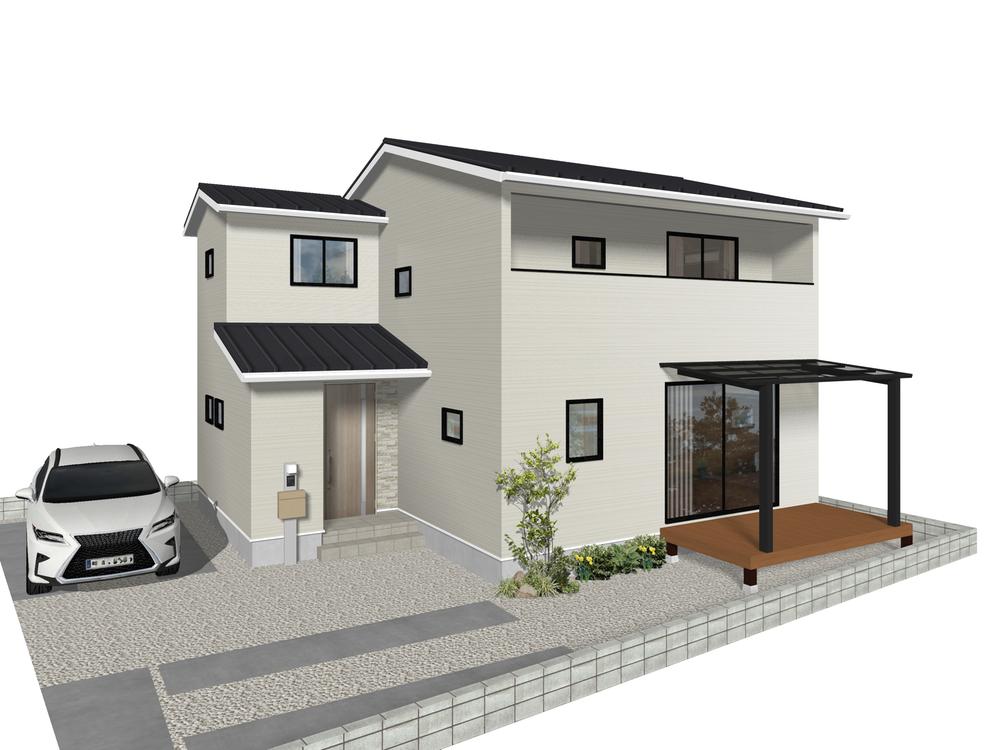 和合町　新築分譲住宅・コトハグ　-子とはぐくむ家-　屋根付ウッドデッキ×土間収納の家