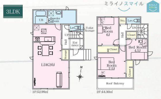 【耐震等級3・宅配ボックス付き・朝日小学校】刈谷市野田町23-1期全2棟　2号棟