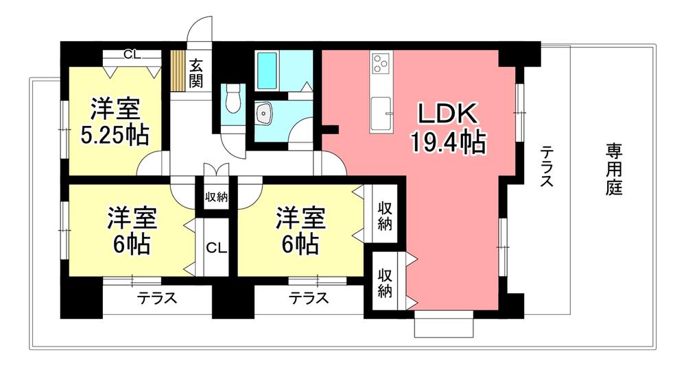 ≪リフォーム履歴あり×広々専用庭＆テラス×ペット飼育可能≫エスポア豊田　1階