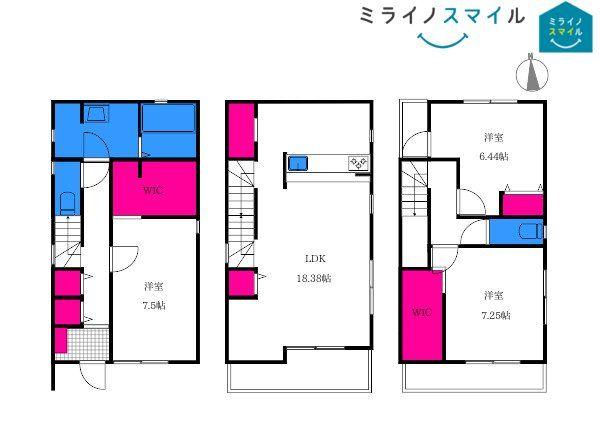 名古屋市北区山田西町3丁目【3階建て・南面バルコニー・飯田小学校】