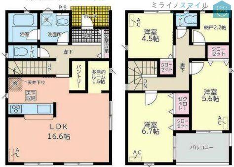 【洋風和室付き・リビング階段・安城東部小学校】安城市東別所町第6全2棟