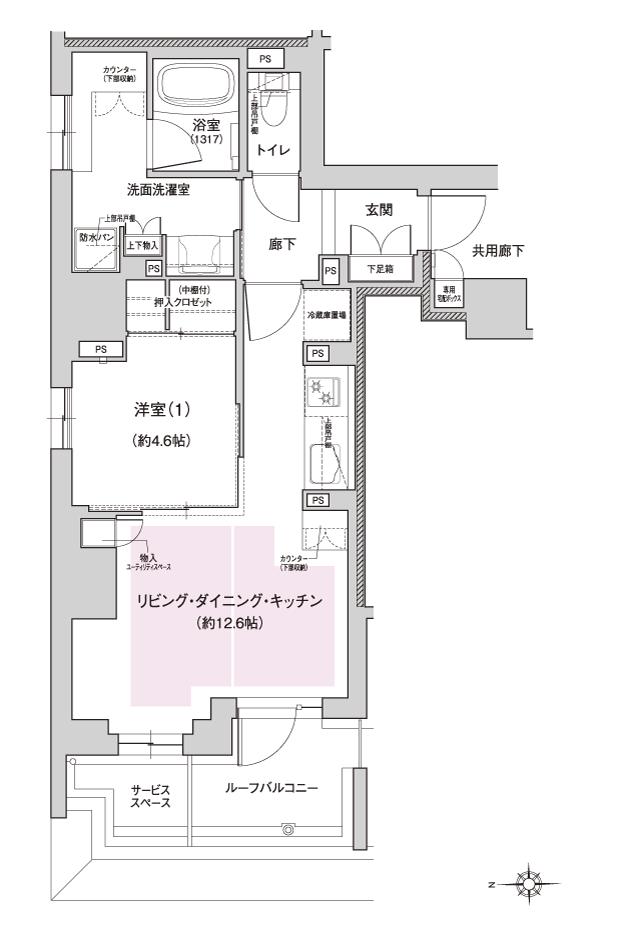 ジオ京都堀川三条の間取り図　Hr：1LDK
