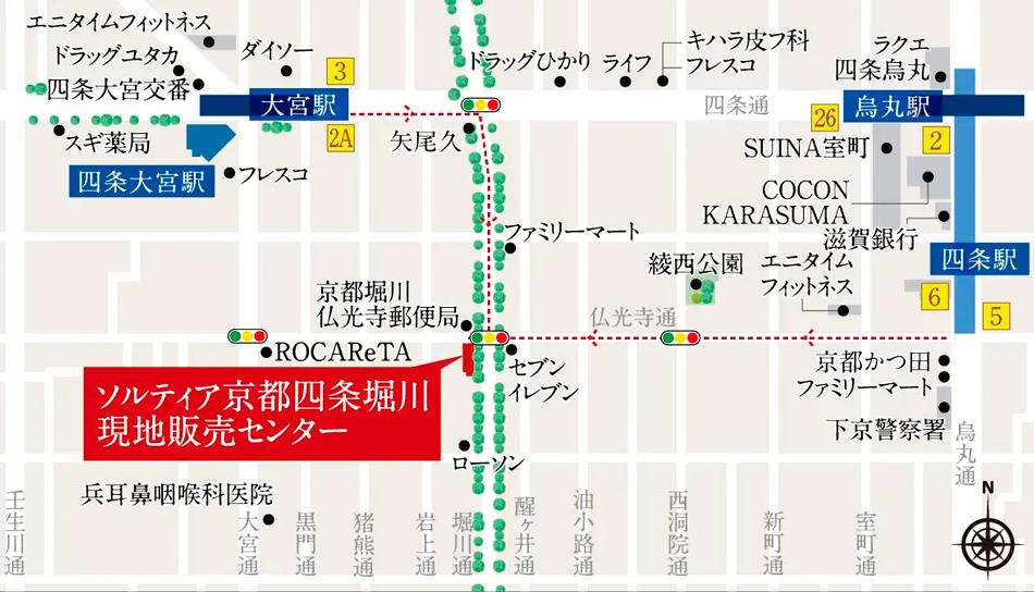 ソルティア京都四条堀川のモデルルーム案内図