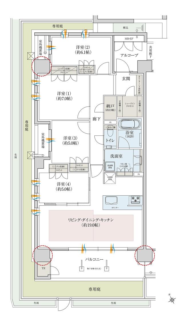 レ・ジェイドシティ千里藤白台の間取り図　W-Ag：4LDK+SIC+N+TR
